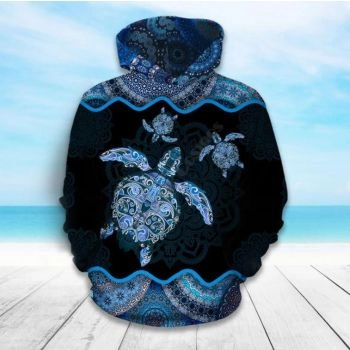 Gorgeous Blue Black Turtles Pattern Animals Hoodie