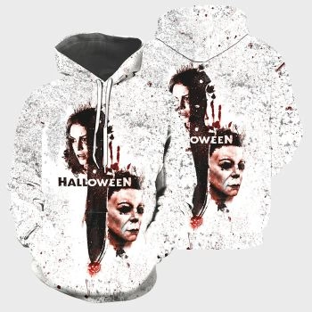  Loose And Fashion White Horror Characters Pattern Halloween Hoodie