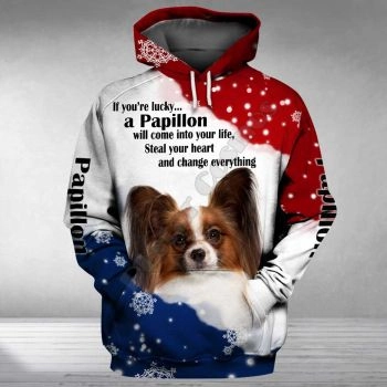 Oversize White Blue Dog Pattern Animals Hoodie