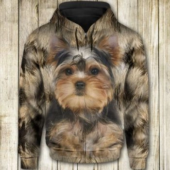 Precious And Cute Brown Dog Pattern Animals Zip-Up Hoodie