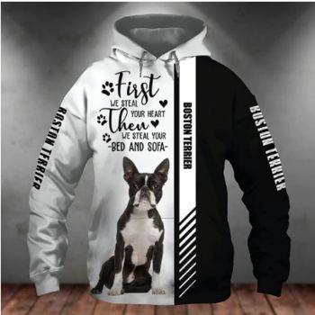 Precious Black White Dog Pattern Animals Hoodie