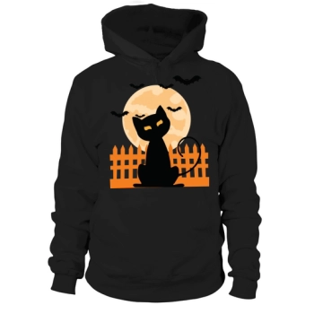 Cat Halloween With Bat And Moon Halloween Hoodies
