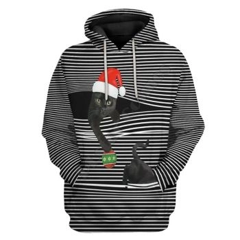  Loose And Fashion Black Cat Pattern Christmas Hoodie