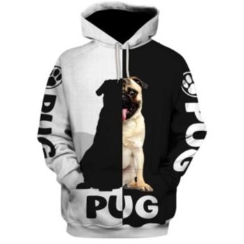 Vintage  Black White Dog Pattern Animals Hoodie