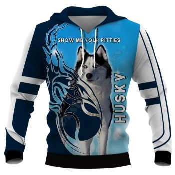 Street Style Blue Dog Pattern Animals Hoodie