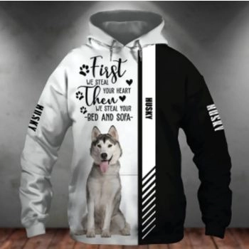 Vintage  Black White Dog Pattern Animals Hoodie