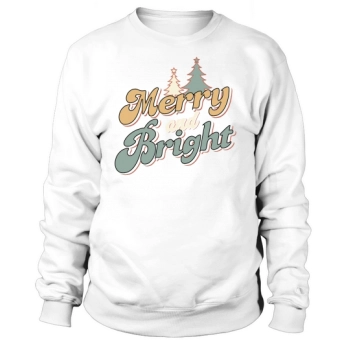 Merry and Bright Retro Christmas Sweatshirt