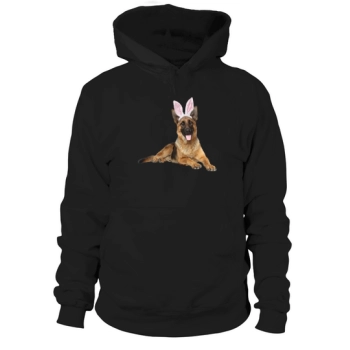 German Shepherd Dog Wearing Easter Bunny Ears Dog Hoodies