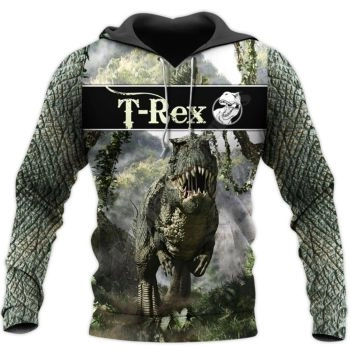 Loose And Fashion Green Dinosaurs Pattern Animals Hoodie