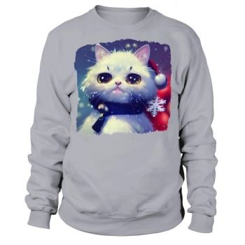 Christmas Cute Cat Kitten in Snow Sweatshirt
