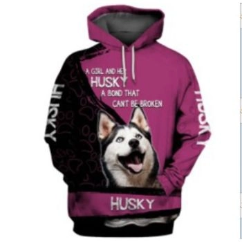  Fashion And Gorgeous Pink Black Dog Pattern Animals Hoodie