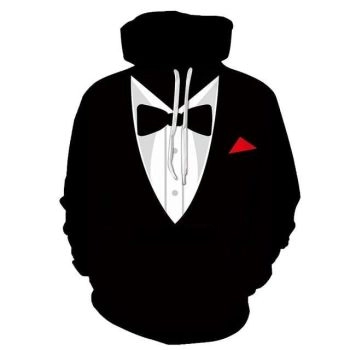 Bow Tie 3D Print Black Hoodie