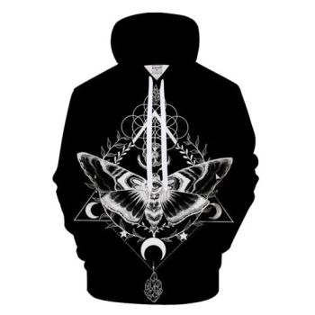 Black And White Moth 3D Printed Hoodie