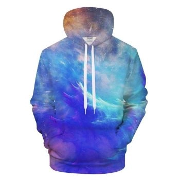 3D Blue Galaxy Printed Hoodie