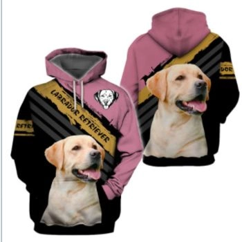 Classical And Elegance Black Pink Dog Pattern Animals Hoodie