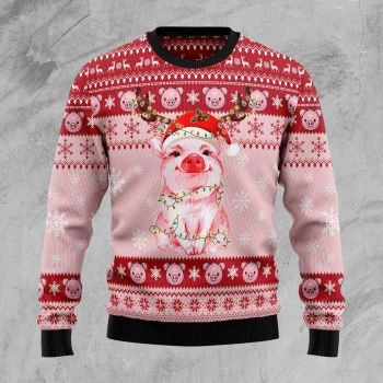 Lovely Pig reindeer Ugly Christmas Sweater