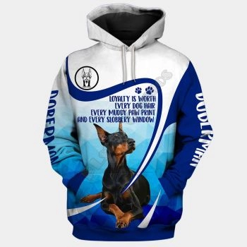 Fashion Blue White Dog Pattern Animals Hoodie