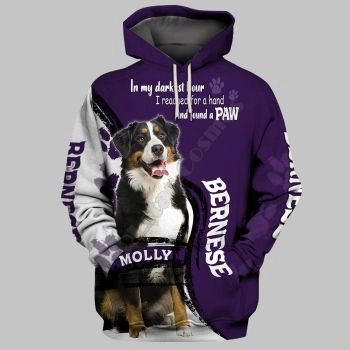 Vintage  Purple White Dog Pattern Animals Hoodie