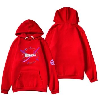 Durable Genshin Impact Game Raiden Shogun Red Hoodie