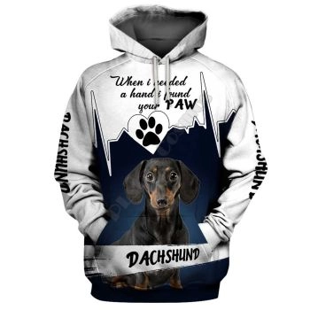 Elegance White Blue Dog Pattern Animals Hoodie