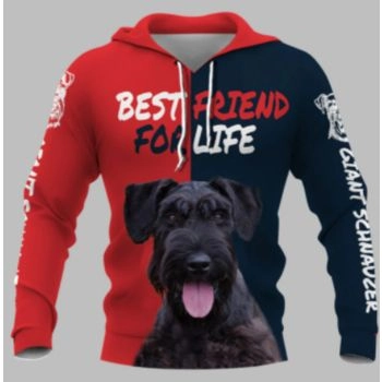  Fashion Red Blue Dog Pattern Animals Hoodie