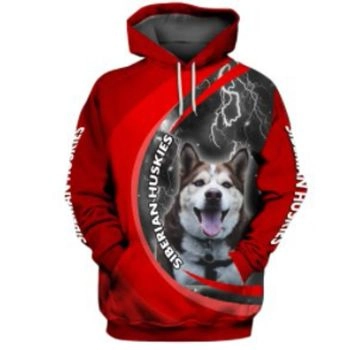 Loose Red Dog Pattern Animals Hoodie