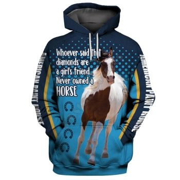 Precious And Cute Blue Horse Pattern Animals Hoodie