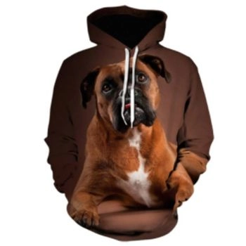 Loose And Fashion Brown Dog Pattern Animals Hoodie