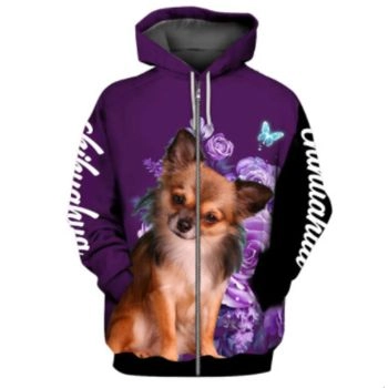  Gorgeous Purple Dog Pattern Animals Zip-Up Hoodie