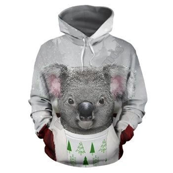 Vintage  And Loose Grey Kangaroo Pattern Christmas Hoodie