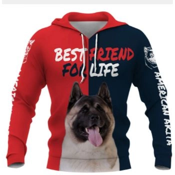 Popular Red Blue Dog Pattern Animals Hoodie