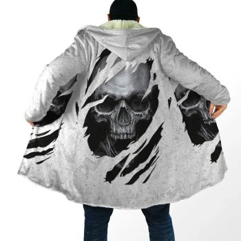 Fashion Grey Skull Pattern Halloween Zip-Up Hoodie