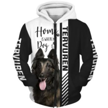 Cute Black White Dog Pattern Animals Zip-Up Hoodie