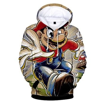 Mario Hoodie &#8211; Super Mario 3D Full Print Drawstring Hooded Pullover Sweatshirt