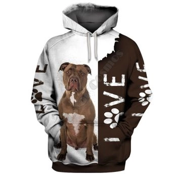 Elegance Brown White Dog Pattern Animals Hoodie