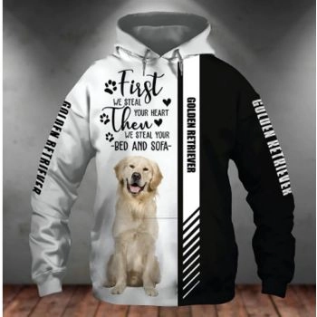 Pretty And Vintage  Black White Dog Pattern Animals Hoodie