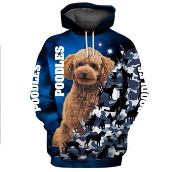 Street Blue Dog Pattern Animals Hoodie