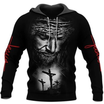 Fashion Black Headshot Pattern Jesus Hoodie