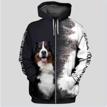 Popular Black White Dog Pattern Animals Zip-Up Hoodie