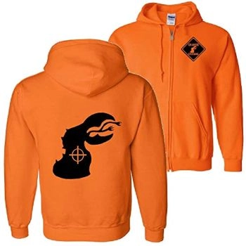 Monster Hunter Jacket &#8211; Solid Color Orange Fleeced Zip Up Hoodie
