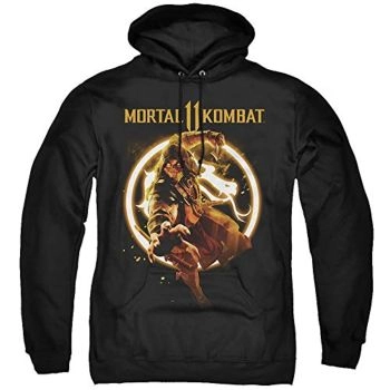 Mortal Kombat Hoodie &#8211; Mortal Kombat 11 Scorpion Flames 3D Print Black Pullover Drawstring Hoodie