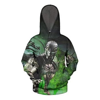 Mortal Kombat Hoodie &#8211; Reptile Green Unisex 3D Full Print Pullover Drawstring Hoodie