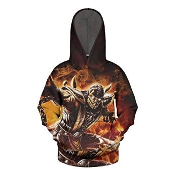 Mortal Kombat Hoodie &#8211; Scorpion Brown Unisex 3D Print Pullover Drawstring Hoodie