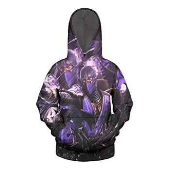 Mortal Kombat Hoodie &#8211; Scorpion Purple Unisex 3D Full Print Pullover Drawstring Hoodie
