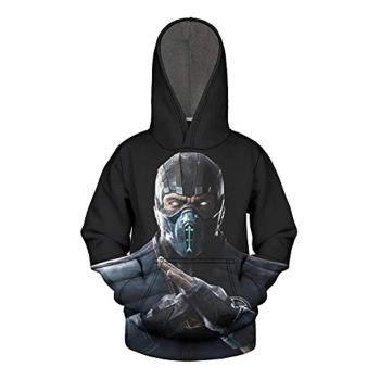 Mortal Kombat Hoodie &#8211; Sub-Zero Black Unisex 3D Print Pullover Drawstring Hoodie