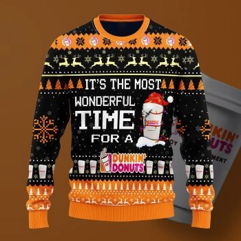 Most Wonderful Time For A Dunkin Donuts Christmas Sweater