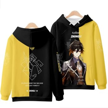 Comfortable Genshin Impact Anime Game Zhongli Champagne Hoodie