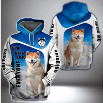 Vintage  Blue White Dog Pattern Animals Hoodie