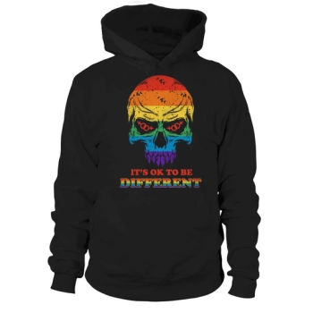 Skull Pride Rainbow Vintage Its Ok To Be Different Hoodies