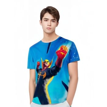 A Cool and Geeky Design: Blue Iron Fist Pixel Art T-shirt